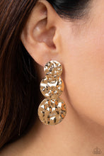 Load image into Gallery viewer, âTriple Threat Texture - Gold Earring
