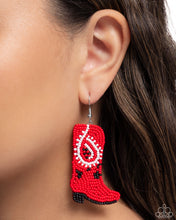 Load image into Gallery viewer, Western Webbing - Red Earring
