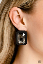 Load image into Gallery viewer, Edgy Emeralds - Black Earring
