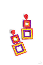 Load image into Gallery viewer, Seize the Squares - Red Earring
