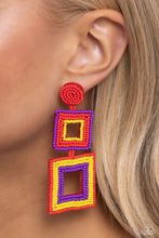 Load image into Gallery viewer, Seize the Squares - Red Earring
